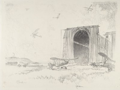 Ballongskjulet, 1916. av Joseph Pennell