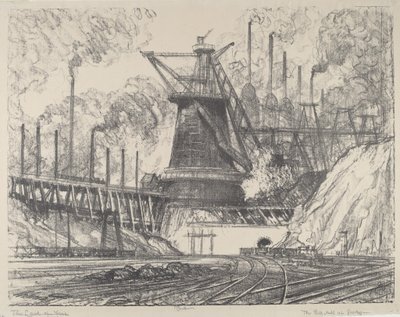 Det stora stålverket, Gary, Indiana av Joseph Pennell