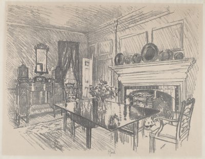Matsalen, Stenton, 1912. av Joseph Pennell