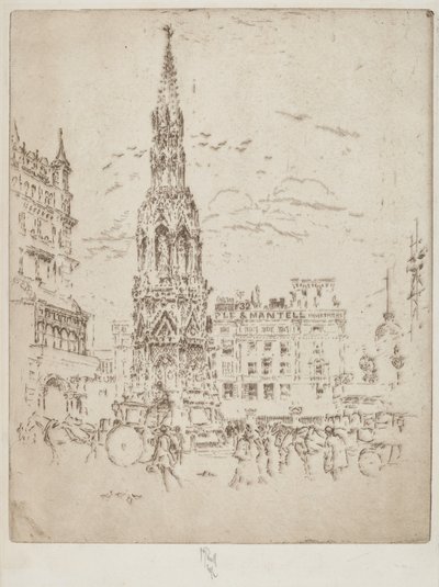 Elinor Cross, framför Charing Cross järnvägsstation av Joseph Pennell