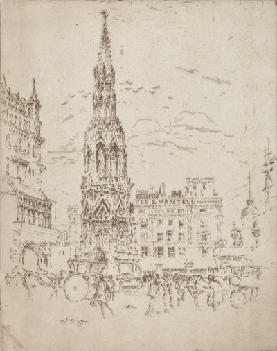 Elinor Cross, framför Charing Cross järnvägsstation, 1906. av Joseph Pennell