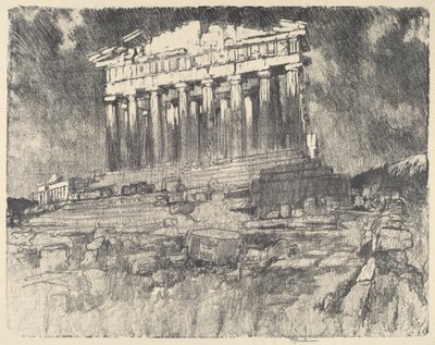 Fasaden av Parthenon, solnedgång av Joseph Pennell