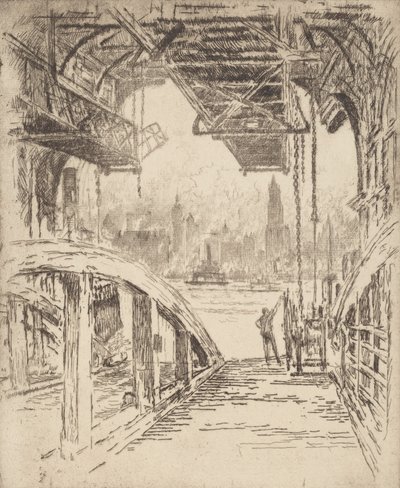 Färjehuset, 1919. av Joseph Pennell