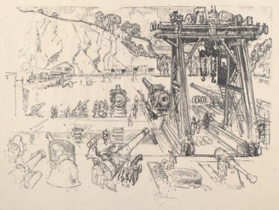 The Gun-Testing Ground, 1917. av Joseph Pennell