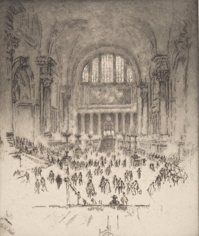 The Marble Hall, Pennsylvania Station, New York, 1919. av Joseph Pennell