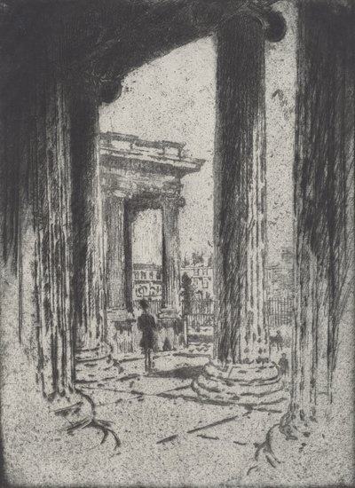 Portiken, British Museum, 1905. av Joseph Pennell