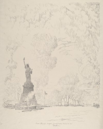 Statyn, New York Bay av Joseph Pennell
