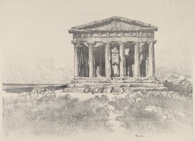 Templet vid havet, Temple of Concord, Girgenti, 1913. av Joseph Pennell