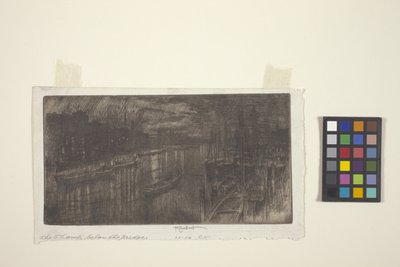 Themsen nedanför bron (etsning) av Joseph Pennell