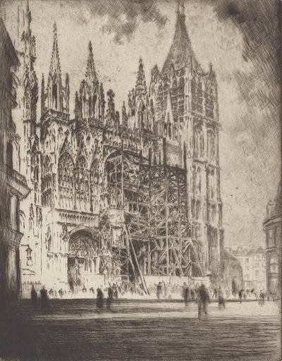 Västfronten, Rouens katedral, 1907. av Joseph Pennell