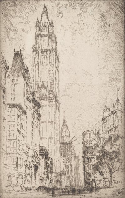 Woolworth Building, 1915. av Joseph Pennell
