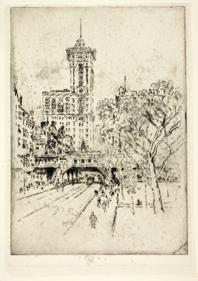 Times Building och 42nd Street av Joseph Pennell