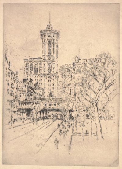 Times Building och 42nd Street av Joseph Pennell