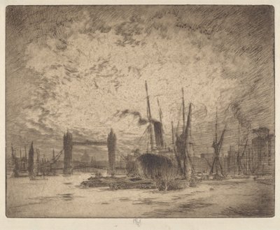 Tower Bridge, kväll av Joseph Pennell