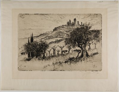 Torn i San Gimignano, utanför murarna av Joseph Pennell