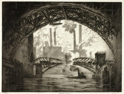 Under broarna, Chicago av Joseph Pennell