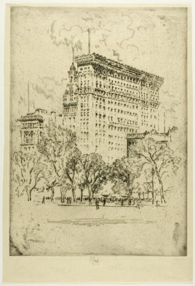 Union Square och Bank of Metropolis av Joseph Pennell