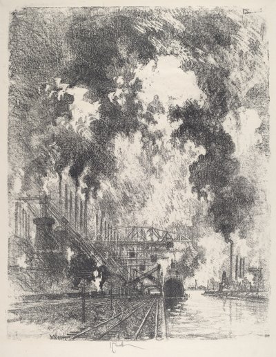 Lossning av malm av Joseph Pennell