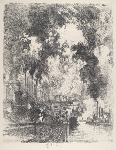 Lossning av malm av Joseph Pennell
