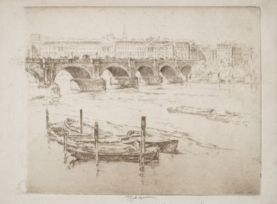 Waterloo Bridge och Somerset House av Joseph Pennell