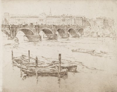 Waterloo Bridge och Somerset House, 1905. av Joseph Pennell