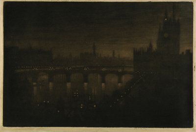 Westminster om natten - från mitt ateljéfönster av Joseph Pennell