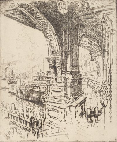 Inom färjan, Cortlandt Street, New York, 1919. av Joseph Pennell