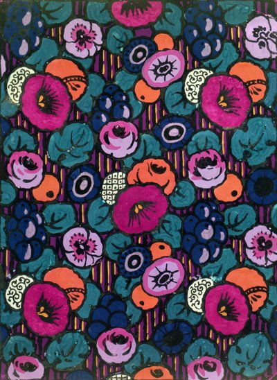 Design för en tryckt textil av Joseph Percy Bilbie (1879-1949), ca 1920 (kroppsfärg) av Joseph Percy Bilbie