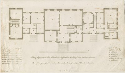 Sandon Hall - Plan över huvudvåningen: gravyr, nd [1769-1771] (tryck) av Joseph Pickford