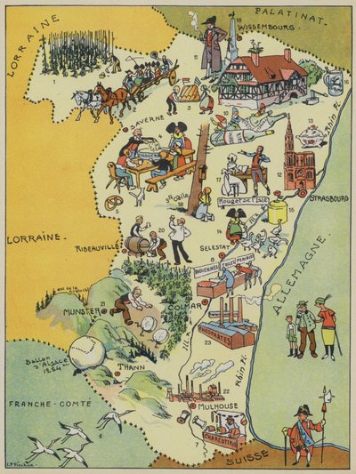 Alsace (färglitografi) av Joseph Porphyre Pinchon