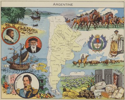 Argentina (färglitografi) av Joseph Porphyre Pinchon