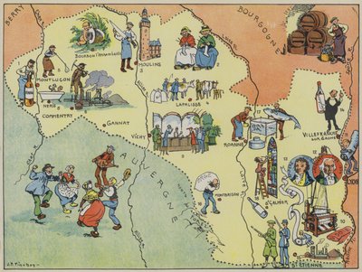 Bourbonnais-Lyonnais (färglitografi) av Joseph Porphyre Pinchon