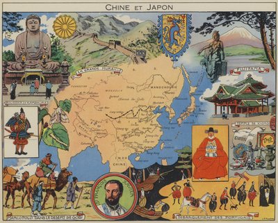 Kina och Japan (färglitografi) av Joseph Porphyre Pinchon