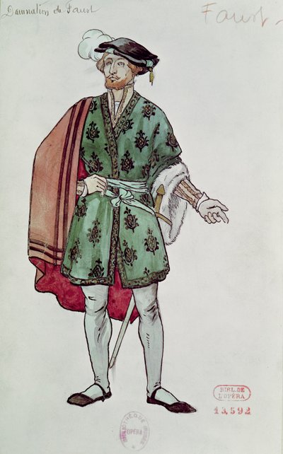 Kostymdesign för Faust ur "La Damnation de Faust" (1846) av Hector Berlioz (1803-69) 1906-08 (akvarell på papper) av Joseph Porphyre Pinchon