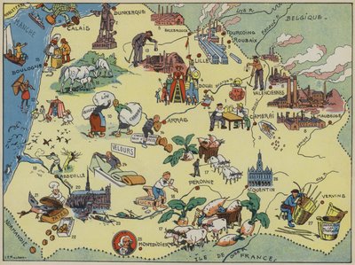Flandern, Artois, Picardie (färglitografi) av Joseph Porphyre Pinchon