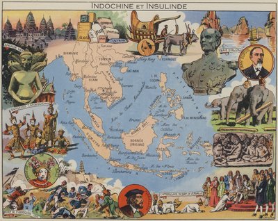 Indokina och Insulinde (färglitografi) av Joseph Porphyre Pinchon