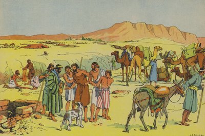 Josef säljs till fångenskap (färglitografi) av Joseph Porphyre Pinchon