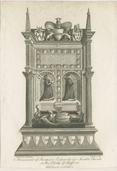 Sandon Church - Sampson Erdeswickes grav: gravyr av Joseph Potter