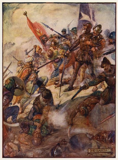 Jean Parisot de la Valette vid den stora belägringen av Malta av Joseph Ratcliffe (after) Skelton