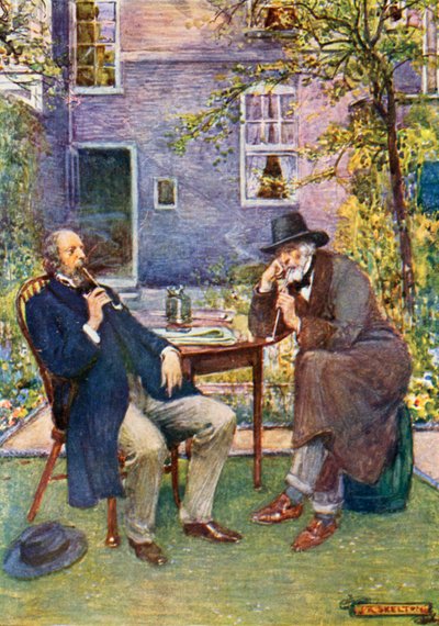Carlyle (höger) och Tennyson pratar och röker av Joseph Ratcliffe Skelton