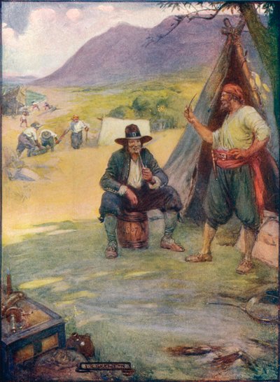 Där nu den stora staden Kapstaden står, sätter de upp sina tält och hyddor, c1908, c1920. av Joseph Ratcliffe Skelton