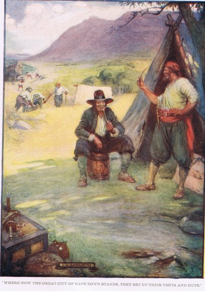 Där den stora staden Kapstaden ligger slår de upp sina tält och hyddor av Joseph Ratcliffe Skelton