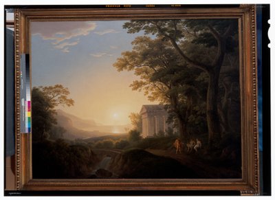 Ett idealiskt landskap med tempel av Joseph Rebell