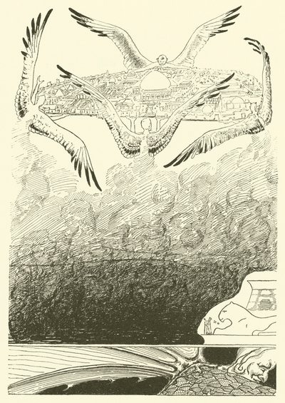 De fyra måsvingade djinnerna (gravyr) av Joseph Rudyard (after) Kipling