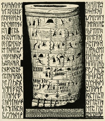Teckning av Kipling som representerar Taffimai Metallumai i Rudyard Kiplings "Histoires comme ca" (1856 - 1936), Librairie Delagrave av Joseph Rudyard Kipling