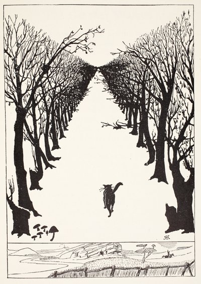 Katten som gick själv, illustration från "Just so Stories for Little Children" av Rudyard Kipling, pub. London, 1951 av Joseph Rudyard Kipling