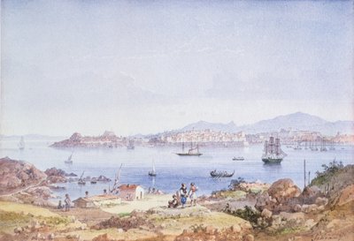 Korfu från ön Vidho, 1789 (wc) av Joseph Schranz