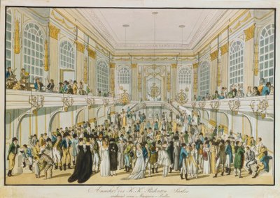 Vy över K. u. K. Redoutensaal under en maskeradbal av Joseph Schütz