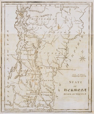 Karta över delstaten Vermont av Joseph Scott