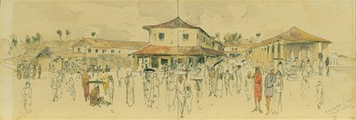 Fiskmarknad i Point de Galle på Ceylon (Sri Lanka) av Joseph Selleny